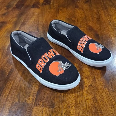 Cleveland Browns Negro Blanco FOCO NFL Sin Cordones Lona Toboganes Informales Para Mujer Talla 7 Foto 1 de 4