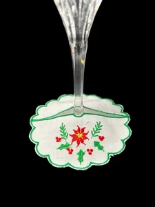 6 posavasos vintage de tela de pascua bordados navideños de lino - Imagen 1 de 9