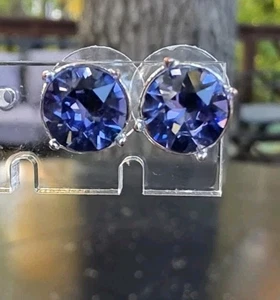 10mm Crystal Tanzanite Hue Cushion Cut with Sterling Silver Back Post - Picture 1 of 7