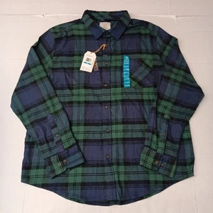 NWT Cloudveil Flannel Shirt Men's 2XL XXL Blue Green Plaid Long Sleeve - Picture 1 of 8