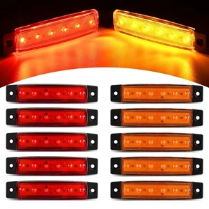 Nilight 6 LED Amber Red 3.8 Inch Side Marker Lamp for 12V Truck Trailer - Picture 1 of 6