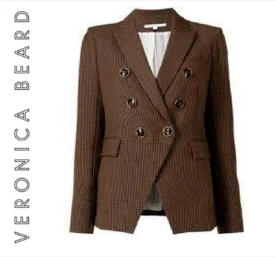 NEW, Veronica Beard Miller Dickey Jacket in Micro Gingham Camel Size 24 #SJ2 - Image 1 of 4