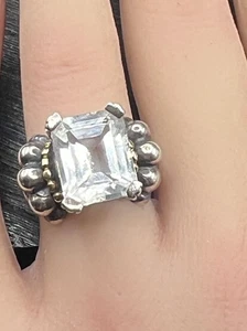 Lagos Caviar Sterling Silver 18k Gold Glacier White Topaz Ring Size 6 3/4 - Picture 1 of 10