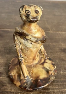 Antique Redware Monkey Lid European French 1850s Folk Art Ceramics Pottery - Picture 1 of 24