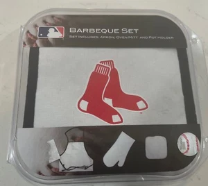 Boston Red Sox Barbeque Set Apron, Pot Holder & Oven Mitt NEW MLB Bosox BBQ Set - Picture 1 of 6
