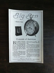 Vintage 1917 Big Ben Alarm Clock Western Clock Company Original Ad 222 - Picture 1 of 1