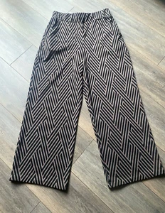 river island troysers pants wide leg thick jersey zig zag geometric argyle uk 16 - Picture 1 of 20