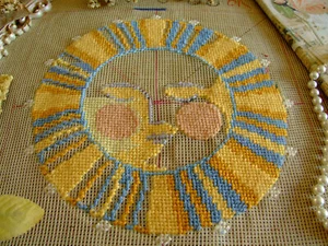 Apolo Sun Face Handmade Pretty Needlepoint Canvas - Picture 1 of 3