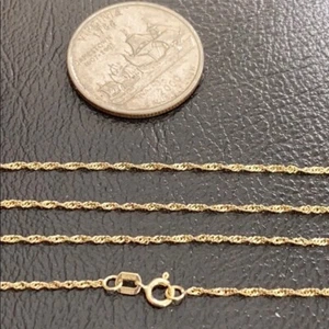"Collar de cadena de Singapur de oro real amarillo liso de 14 k de 1,2 mm 16",18",20"" 24" - Imagen 1 de 8