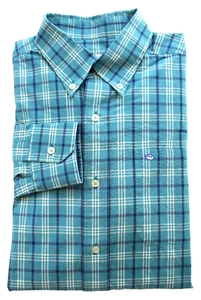 Southern Tide Dress Shirt - Mens SIZE MEDIUM - Blue/White Plaid Classic-Fit - Picture 1 of 8