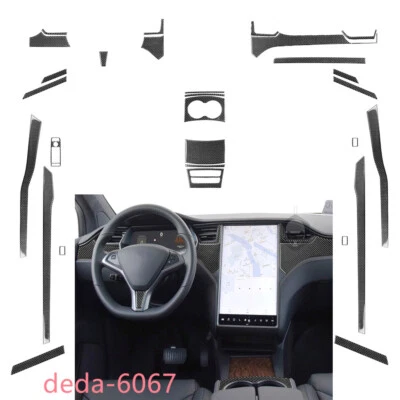 Juego completo de kits de molduras interiores de fibra de carbono de 30 piezas para Tesla Model X 2016-20 S 12-20 Foto 1 de 4