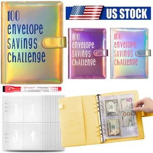100 Envelope Challenge Binder, Savings Challenges Budget Book Binder Envelopes - Picture 1 of 42