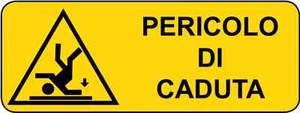 CARTELLO segnaletica attenzione pericolo di caduta 330X125 mm in alluminio - Imagen 1 de 1