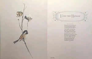 Impresión de pájaro Chickadee Feed The Birds poema invierno vintage impresión de revista 1969 - Imagen 1 de 6