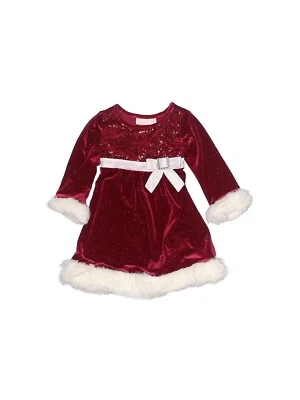 Beautiful Bonnie Baby Red Velvet Christmas Dress w/Fur 0-3m $29 Value Now $18.95 - Image 1 of 2