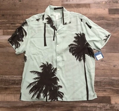 Arizona Mens Medium Blue Short Sleeve Button Up Camp Shirt New with Tags - Image 1 of 4