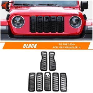 7x Black Front Grille Grill Net Covers For Jeep Wrangler JL 2024+ w/Camera Type - Imagen 1 de 10