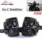 2X Motorcycle 1'' Handlebar Control Switches Black For Harley Dyna Softail V-ROD