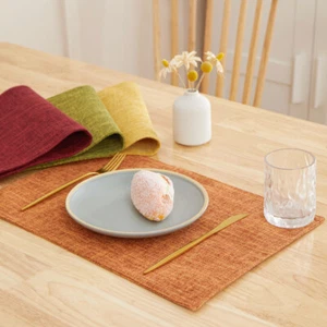2X Solid Cotton Linen Place Mats Dinning Tableware Placemats Bohemian Party - Picture 1 of 24