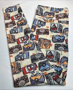 NEW LuLaRoe TC Leggings CREAM UNICORN Photo CAMERA Selfie PHOTOGRAPHY Retro Trip - Picture 1 of 4