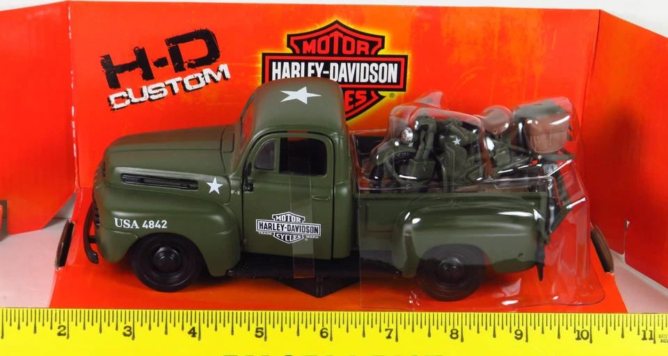 1/24 Maisto Harley Davidson 1948 Ford F-1 Pickup & 1942 WLA Flathead Grey 32185