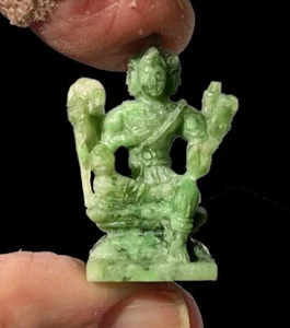 MINI-MASTERPIECE CARVING! Sacred Hand-Crafted Lord Brahma In Burmese Jadeite - Picture 1 of 4