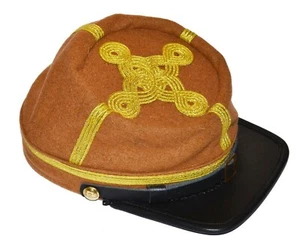 American Civil War Confederate Generals Butternut Wool Kepi Hat Large 58/59cms - Picture 1 of 3