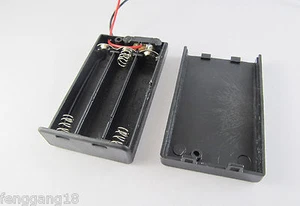 2pcs 3x AAA 3A 4.5V Cell Battery Holder Box Case con interruptor 6 '' Lead Wire Black - Imagen 1 de 2