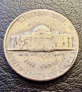 1967 Jefferson Nickel Major Reverse Lamination Error Coin 5c Not Silver - Picture 1 of 7