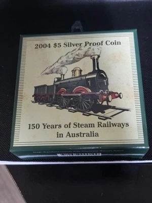 2004 $5 Silver Proof Coin – 150 Years of Steam Railways in Australia - Image 1 of 4