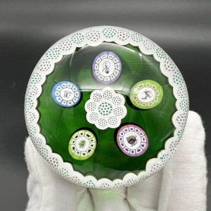 Perthshire Christmas Art Glass Paperweight With Color Picture Canes 1981 - Picture 1 of 14
