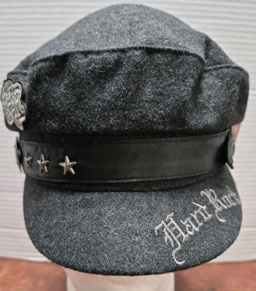 NUEVO CON ETIQUETAS Hard Rock Café Negro Lana Mezcla de Poli Talla Única Gorra Motociclista Reino Unido Foto 1 de 4