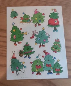 1984 Hallmark Scratch ‘n Sniff Stickers Pine Tree Scent 1 Sheet - Picture 1 of 3