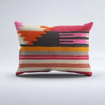 Kilim Cushion Cover 60x40 cm Vintage Turkish Wool Kelim Pillowcase 64822 - Image 1 of 4