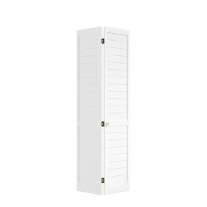 eightdoors 36 in. x 80 in. x 1 in. White Finished Pine Wood Shaker Bi-Fold with - Picture 1 of 11