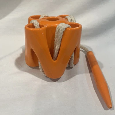 Vintage Pressman Play-Hour Threading Block Orange Toy  - Image 1 of 4