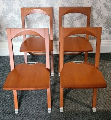 Calligaris Olivia  Italian Designer Folding Chairs- Medium Oak - Set Of 4 *Rare* - Image 1 of 4