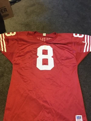 Camiseta de náilon vintage Steve Young San Francisco 49ers Wilson média fabricada nos EUA - Imagem 1 de 4