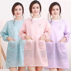 Lightweight Waterproof Apron Kitchen Long-Sleeved Smock Daily Cleaning, - Picture 1 of 12