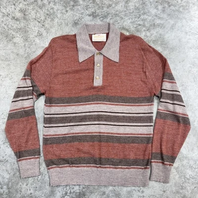 Suéter Jantzen Vintage Para Hombre Grande Rojo Gris Rayas Tejido Polo Hecho en EE. UU. Años 80 Foto 1 de 4