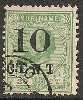 Surinam 1898 NVPH 31f PLATE ERROR  CANC  VF - Image 1 of 1