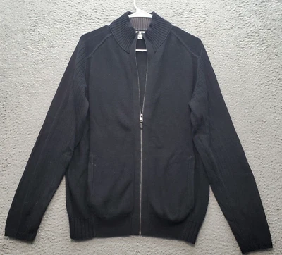 Cárdigan Suéter Calvin Klein Para Hombre Mediano Negro Acanalado Dobladillo y Puño Cremallera Completa Foto 1 de 4
