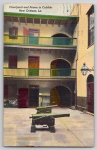 Hof und Gefängnis Cabildo New Orleans Louisiana Leinen Postkarte 1954 Kanonen - Bild 1 von 2