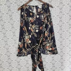 NWT Easel Floral printed Tied Front Chiffon Tank Top Women's S  9879pt - Picture 1 of 8