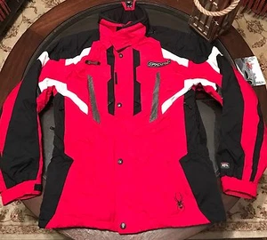 Authentic Spyder Mens Racing Thinsulate Ski Hooded Jacket Red & Black Sz Medium - Picture 1 of 12