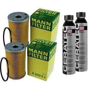 2x filtr oleju MANN-FILTER H 820/3 x + 2x LIQUI MOLY Cera Tec 3721