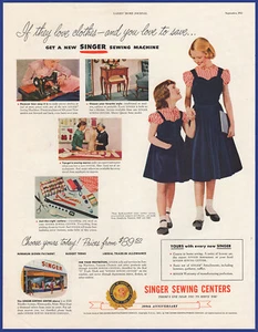 Anuncio impreso vintage 1951 SINGER centros de costura tiendas máquinas de coser años 50 - Imagen 1 de 1
