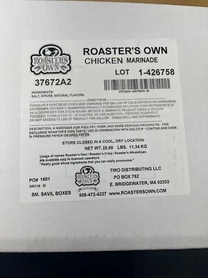 ROASTERS OWN CHICKEN MARINADE ALSO VACUUM TUMBLER 25 lbs. CHICKEN BRINE ALL NATURAL MARINADE FOR CHICKEN PORK PRESSURE FRYER