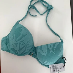 Shade & Shore Women’s Teal Bikini Top NWT Size 36B Bra Underwire Halter Swim - Picture 1 of 6