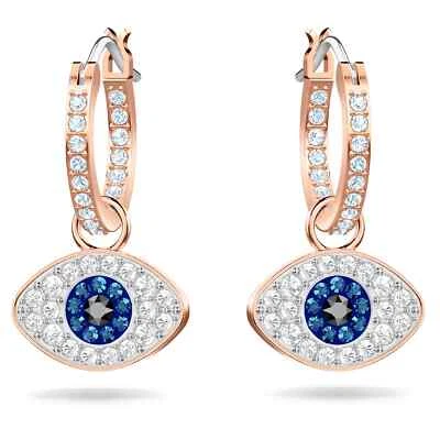 Pendientes de aro Swarovski Symbolica mal de ojo, azul, enchapado en tono oro rosa 5425857 Foto 1 de 4